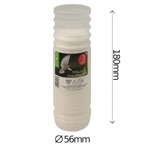 Wkład do zniczy parafinowy PŁOMYK A-3 (17,5cm) 72h 1szt.