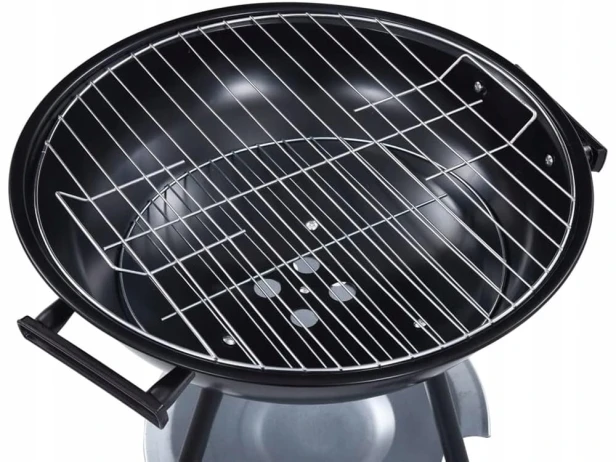 Grill węglowy brykietowy ogrodowy kółka pokrywa okrągły zamykany przenośny