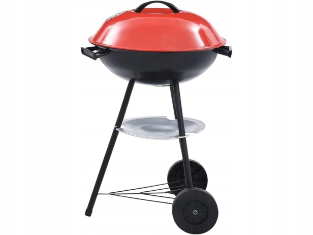 Grill węglowy brykietowy ogrodowy kółka pokrywa okrągły zamykany przenośny