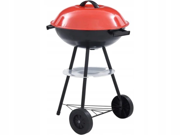 Grill węglowy brykietowy ogrodowy kółka pokrywa okrągły zamykany przenośny