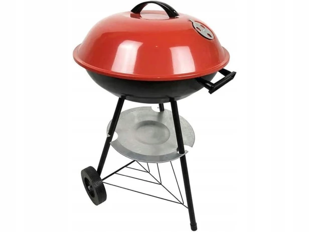 Grill węglowy brykietowy ogrodowy kółka pokrywa okrągły zamykany przenośny